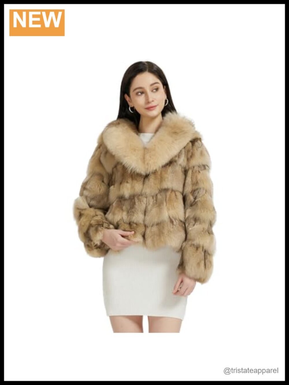 100% Real Fox Fur Coat Women Winter Thick Warm Jacket Lapel Collar Long Sleeve